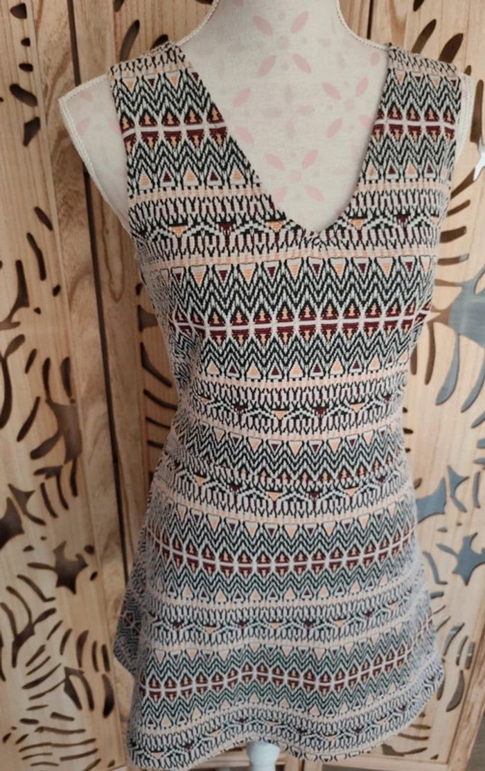 Robe trapèze imprimé ethnique Taille M Mango Casual - photo numéro 2