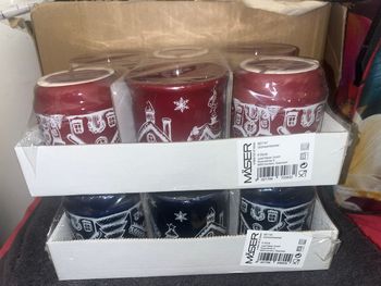 Tasse de Noël rouges et bleu