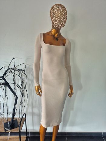 Robe Longue Avec Manches Longues Femme Crème