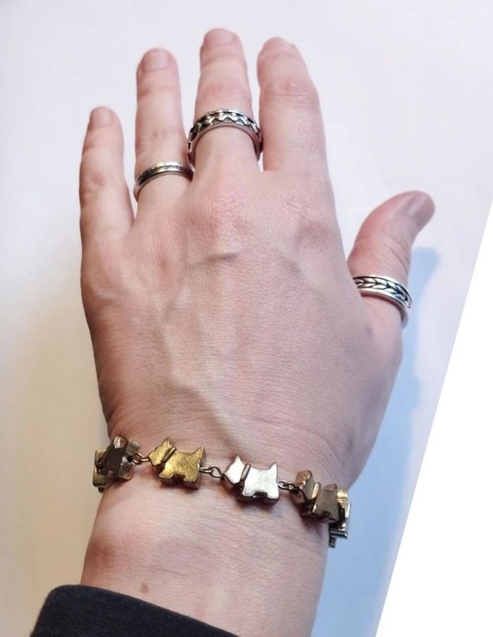 Bracelet fantaisie chiens dorés Agatha