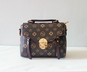 Sac à main marron imprimé doré – Élégant et tendance avec bandoulière