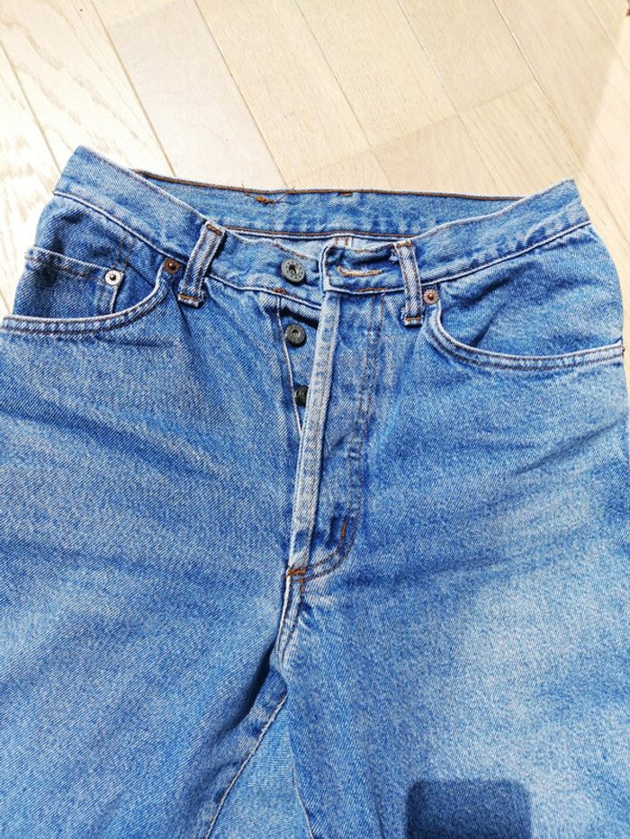 Jeans denim Vintage bleu clair coupe droite bitume taille 40 coton - photo numéro 7