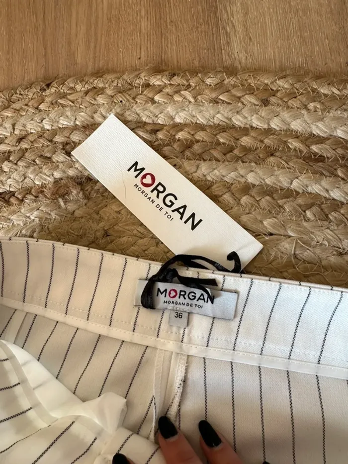 Pantalon Morgan blanc rayé bleu taille 36 neuf - photo numéro 5