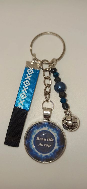 Cadeau beau fils, porte clé message " beau fils au top"