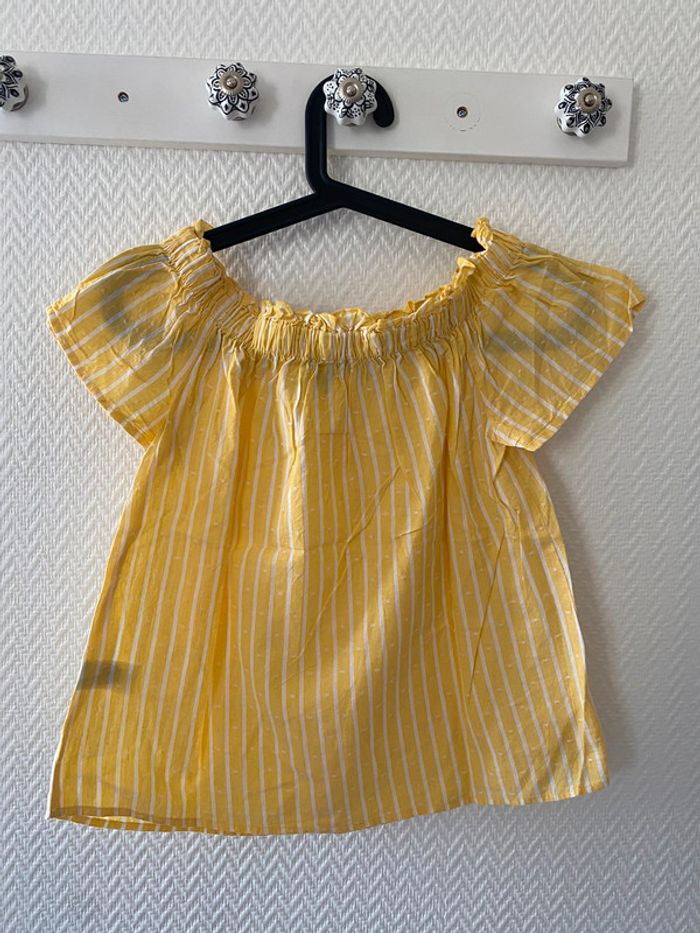 Blouse rayée jaune et blanche épaules dénudées Primark S - photo numéro 2