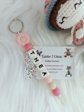 Porte-Clés en silicone fleur rose