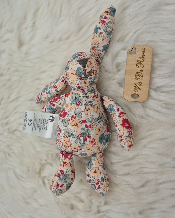 Doudou peluche Lapin Jacadi fleuri - photo numéro 2