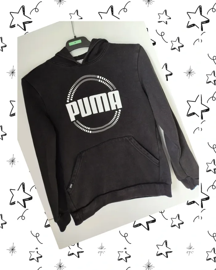 🖤🧥 Sweat à capuche Puma noir garçon – Taille 10-11 ans – Bon état