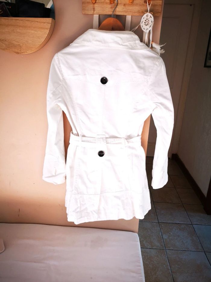 Trench veste manteau long blanc - photo numéro 3