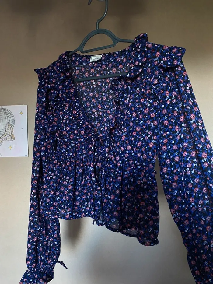 Blouse à lacets, noir et violette taille XS Pimkie
