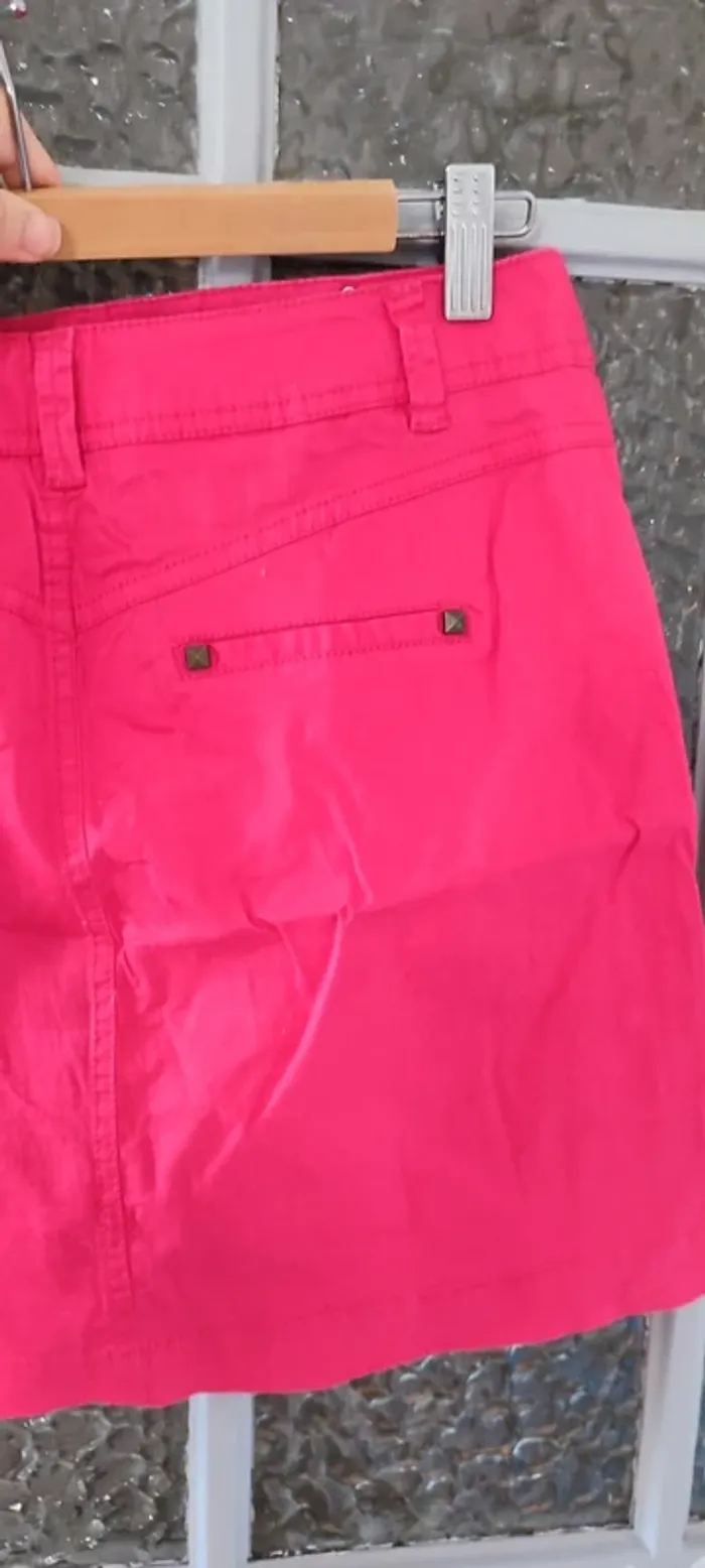 Jupe rose vif, en coton, Camaïeu taille 36 - photo numéro 3