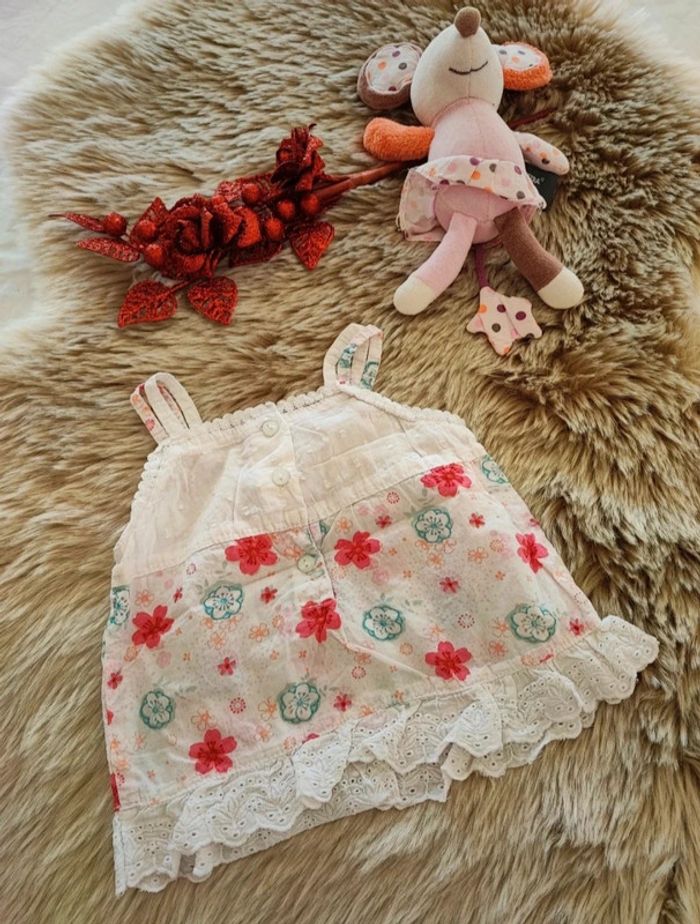 Débardeur  blanc fleur graine de rêve  6 mois - photo numéro 2