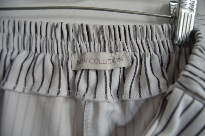 Pantalon droit rayé blanc/gris – Taille L – New Collection - photo numéro 3