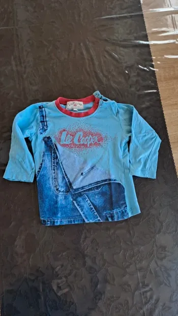 💚Tee-shirt manches longues Lee Cooper garçon – motif salopette - 24 mois