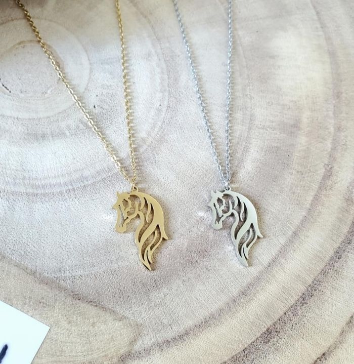 Collier joli cheval acier Or - photo numéro 3