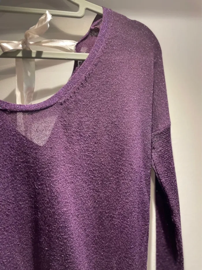 Jolie pull violet à paillettes Mim taille S - 36 - photo numéro 3