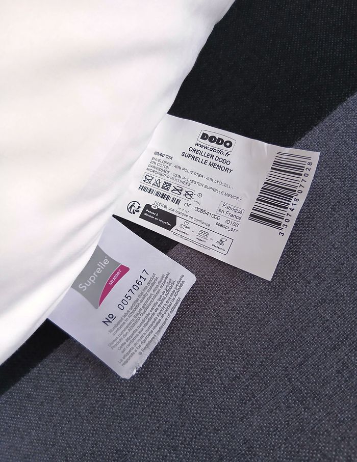 Oreiller Dodo à mémoire de forme, Suprelle Memory - Neuf - photo numéro 5