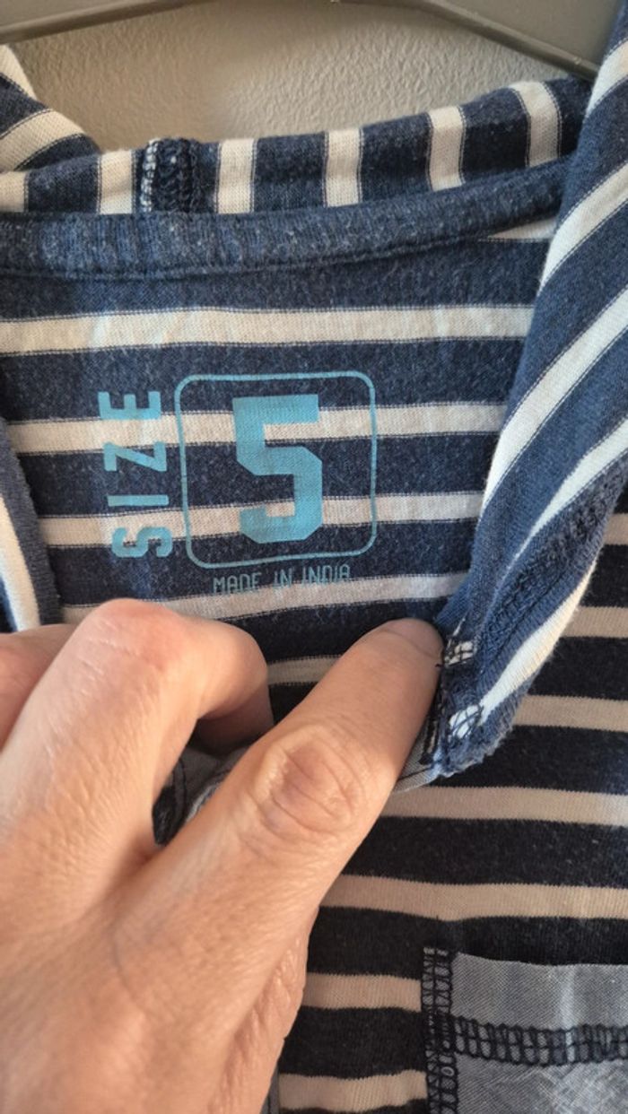 T-shirt manches courtes 5 ans marinière - photo numéro 2