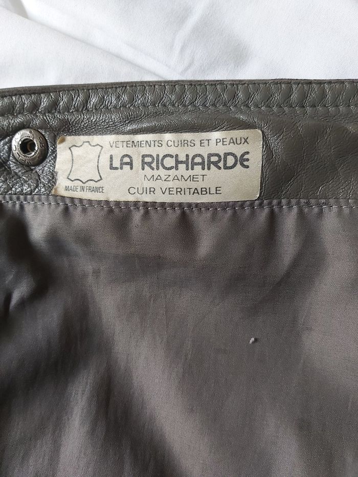 Blouson veste cuir souple vert - photo numéro 3