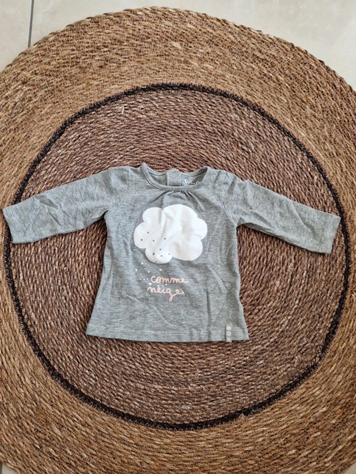 Joli tee-shirt manches longues DPAM taille 3 mois