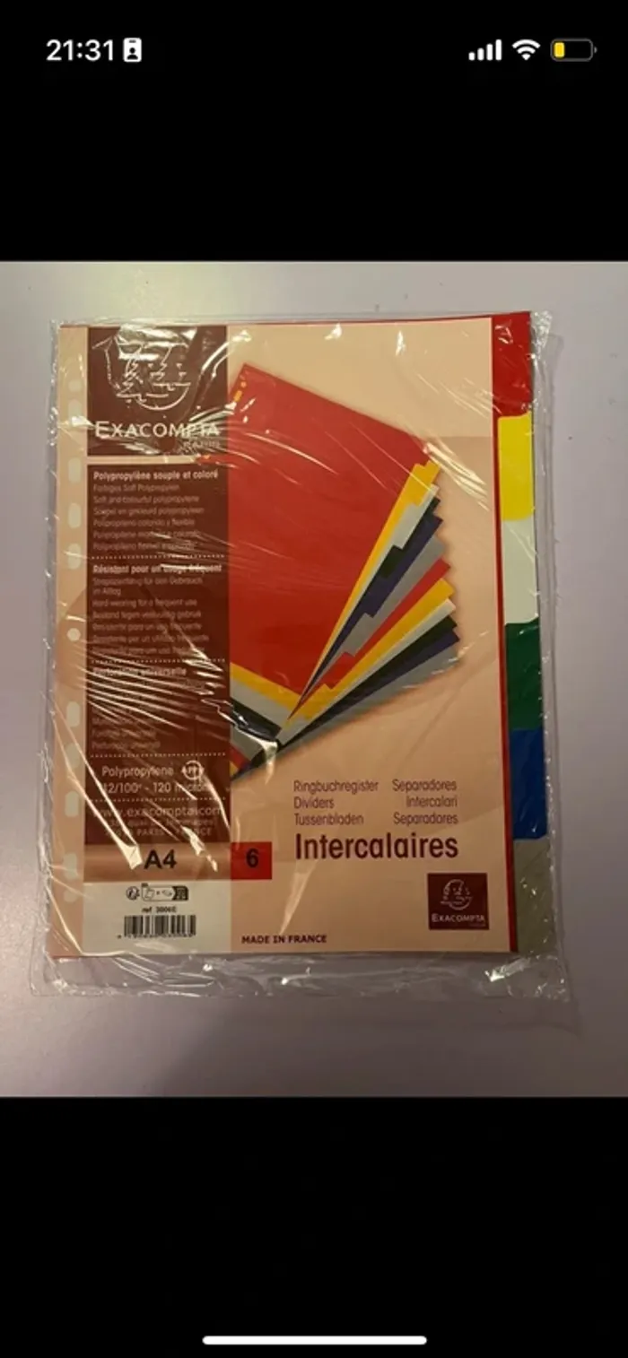 Lot de 2 pack d’intercalaires 6 positions Exacompta - photo numéro 2