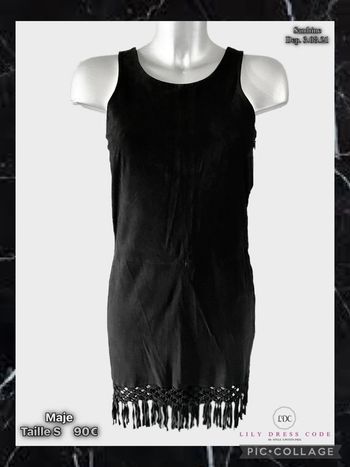 🖤 Robe noire en daim à franges Maje – Taille S  SOLDÉ -90% 🖤