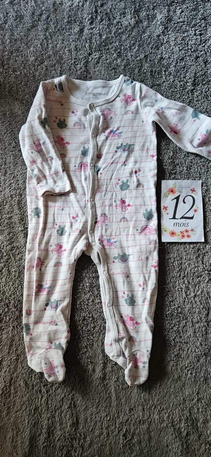 Pyjama 1 pièce Licorne 12 mois