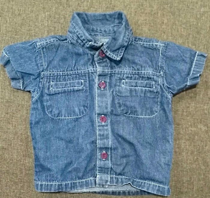 Chemise en jean manches courtes - 6 mois