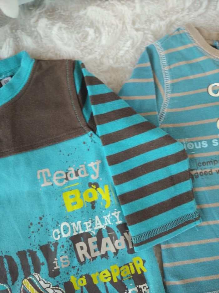 Lot de 2 tee shirt chemise manches longues Garçon 6 mois Chef de chantier Teddy chien - photo numéro 6