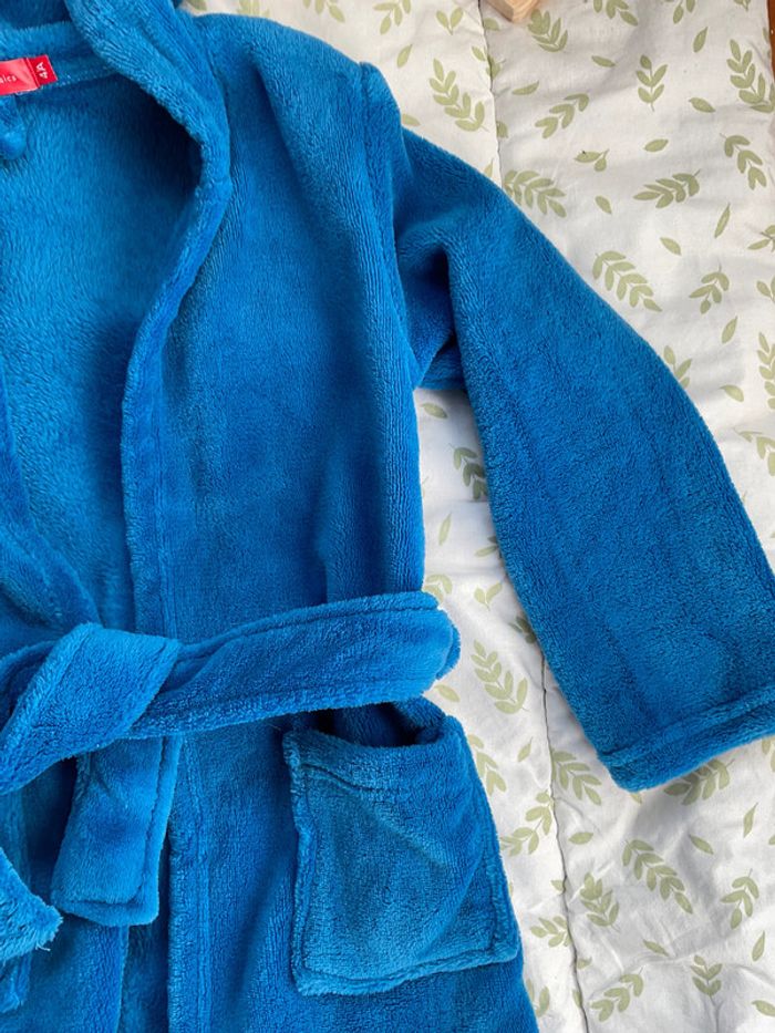 peignoir en polaire bleu avec capuche 4 ans tissaia - photo numéro 5