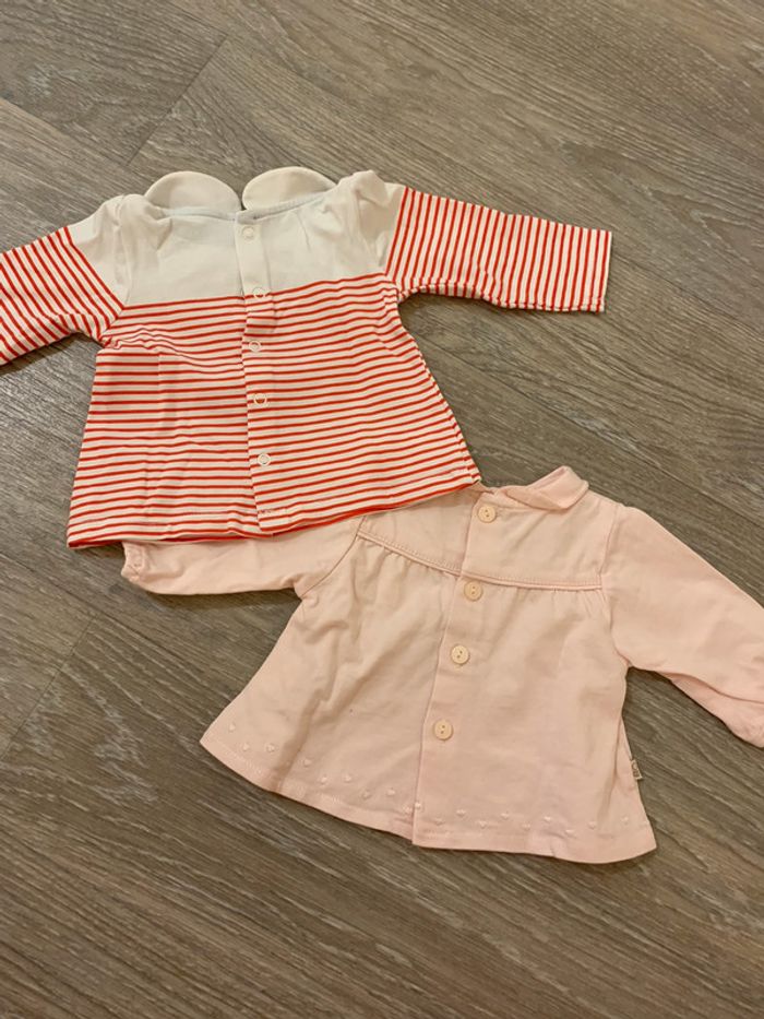 Lot de 2 t-shirt manches longues fille 1 mois - photo numéro 2