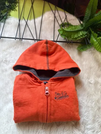 Sweat à capuche orange - garçon 6 mois