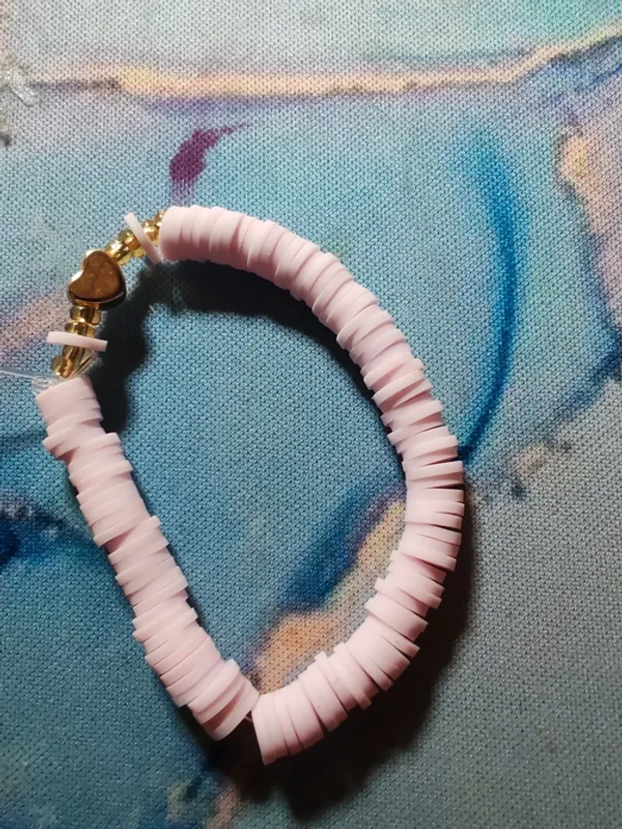 💗 Bracelet rose tendre & doré – Fait main avec perles & cœur – Neuf - photo numéro 4