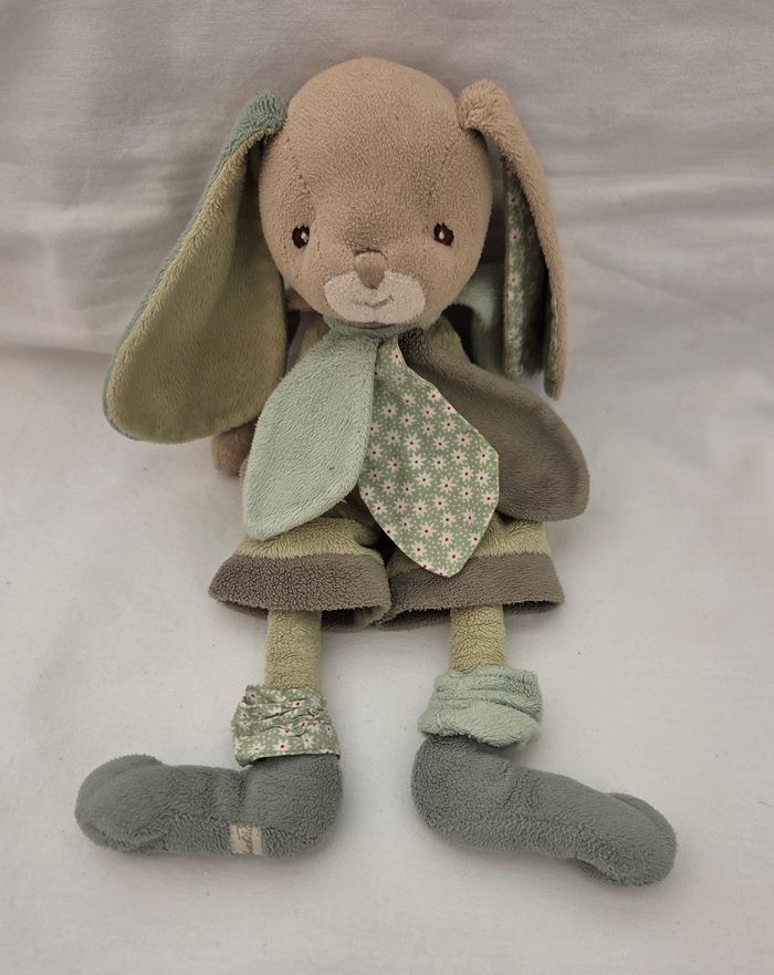 Doudou peluche Lapin vert 30 cm - Bukowski