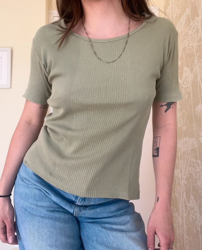 Tee shirt basique vert coton - photo numéro 4