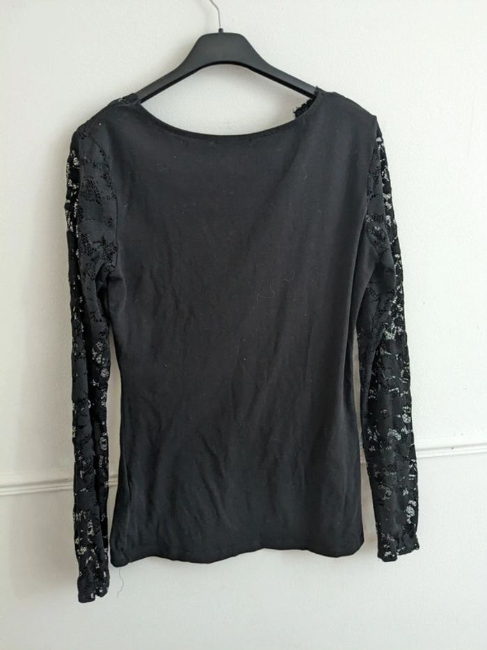 T-shirt manches longues dentelles S noir - photo numéro 4