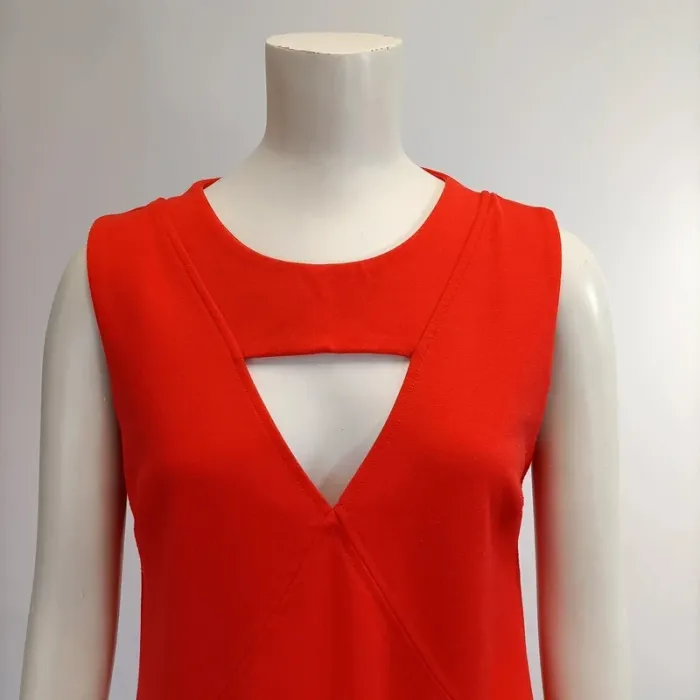 Robe découpe décolleté Zara M Rouge orangé, robe de soirée moulante - photo numéro 5