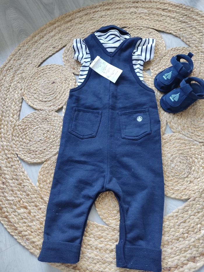 Ensemble Petit bateau salopette marinière - photo numéro 4