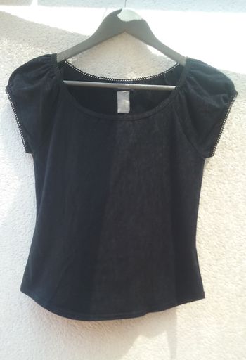 T-shirt noir petites manches Somewhere femme