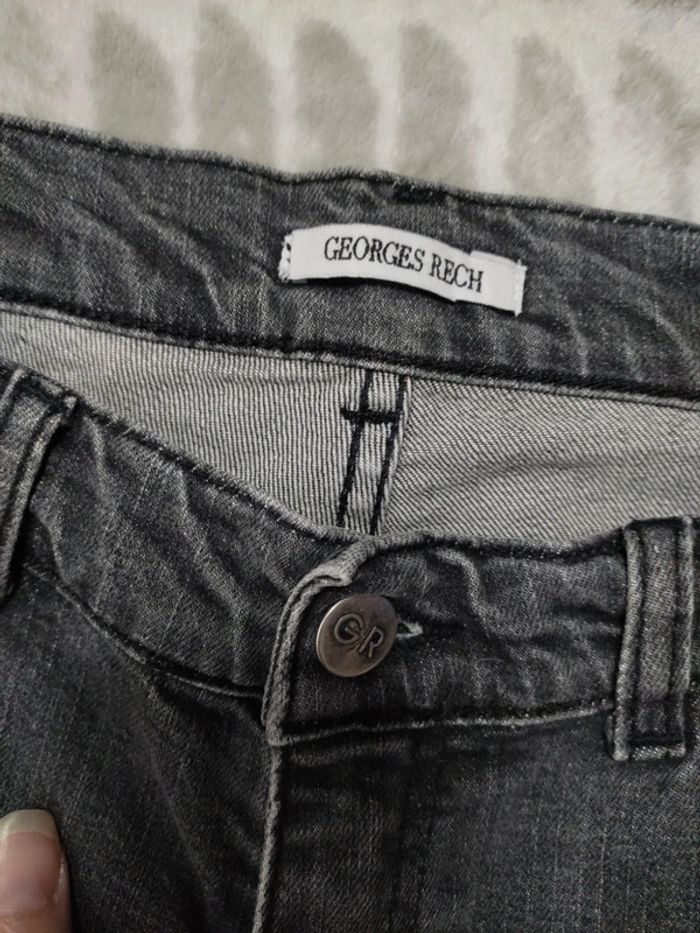 Jeans jambes évasées gris délavé stretch Georges Rech taille 42 - photo numéro 3