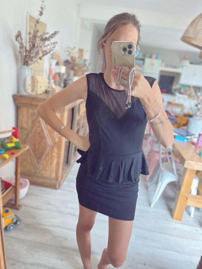 Robe femme noir et décolleté transparent - photo numéro 2