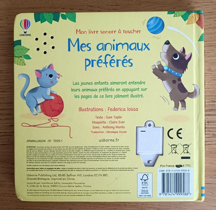 Mon livre sonore à toucher Mes animaux préférés Usborn 0 mois + - photo numéro 3