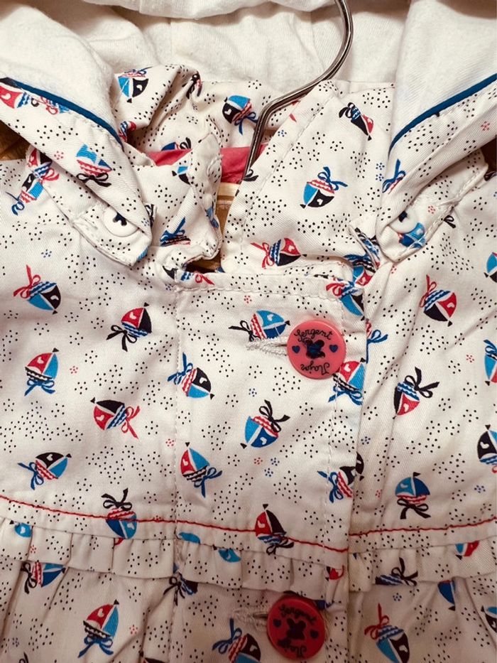 Taille 12 mois parka fille Sergent Major blanc rose * bateau * 🎀 - photo numéro 4