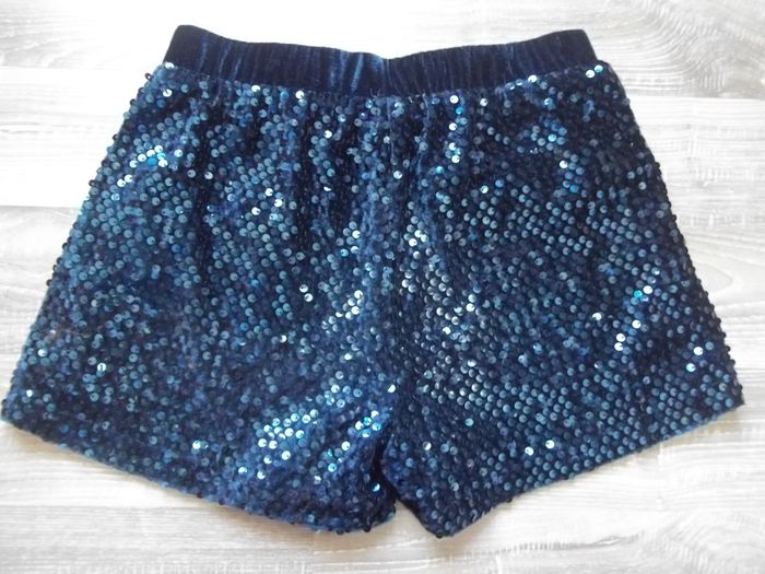 Short velours à sequins bleu marine Kiabi 12 ans - photo numéro 3