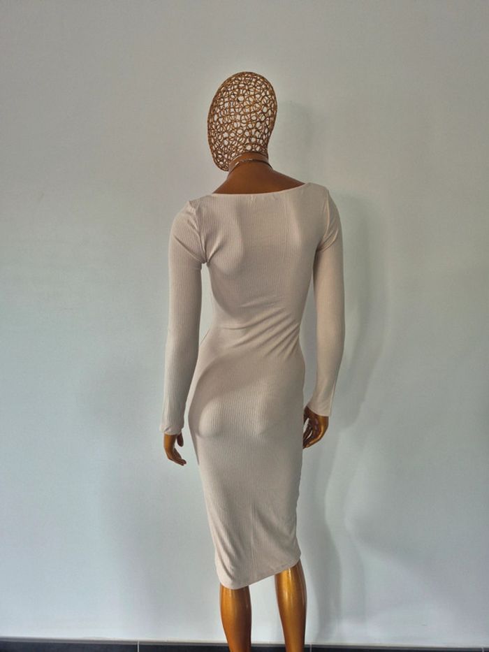Robe Longue Femme Manches Longues Crème - photo numéro 2