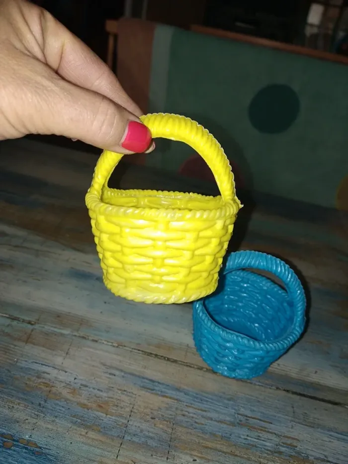 Mini panier basket miniature vintage doll poupée - photo numéro 2