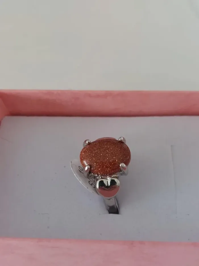 🦊 Magnifique bague acier inoxydable pierre naturelle marron - photo numéro 4