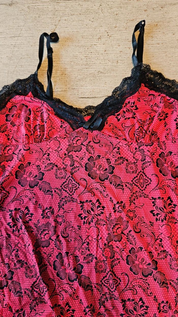 Robe de nuit rouge et noire à bretelles avec dentelle, Love to Lounge,  38/40 - photo numéro 6