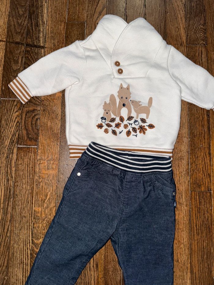 Sweat et pantalon velour obaibi 6 mois - photo numéro 2