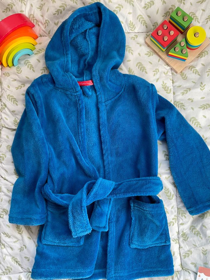 peignoir en polaire bleu avec capuche 4 ans tissaia - photo numéro 3